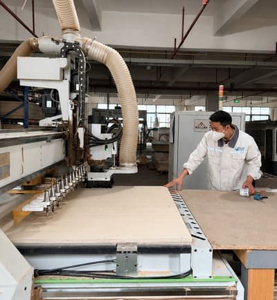 Panel cutting and sizing process at Horace Home workshop