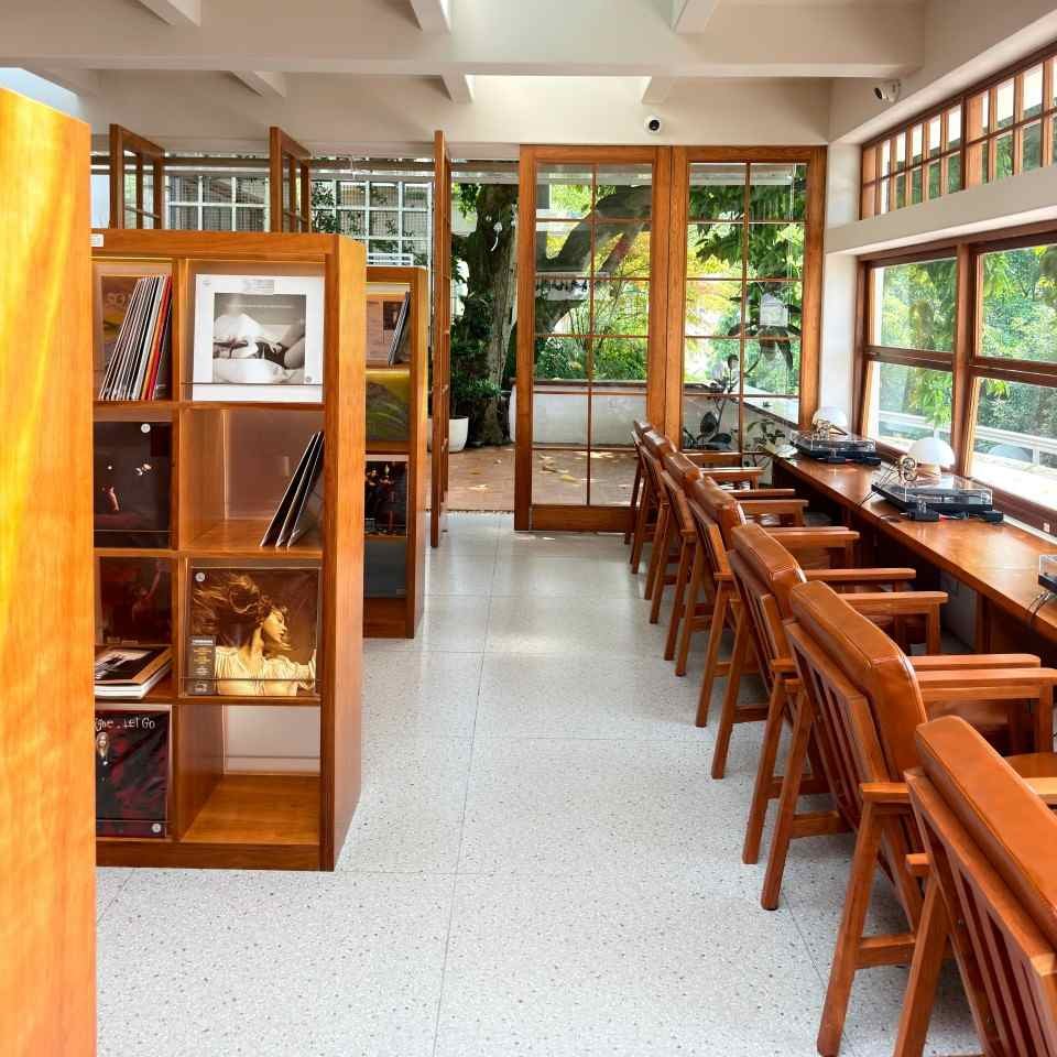 Whale Island Music audio-visual area with custom table and chairs