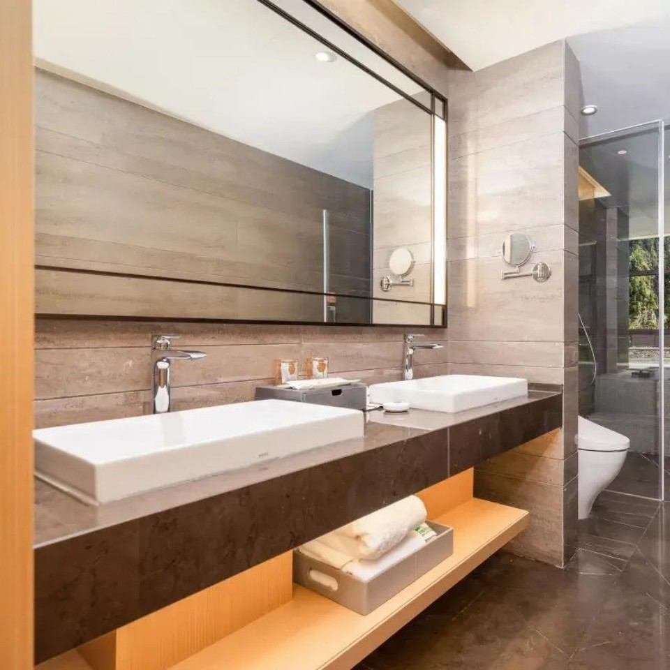 Namu Lake Resort Hotel bathroom vanity with double sink