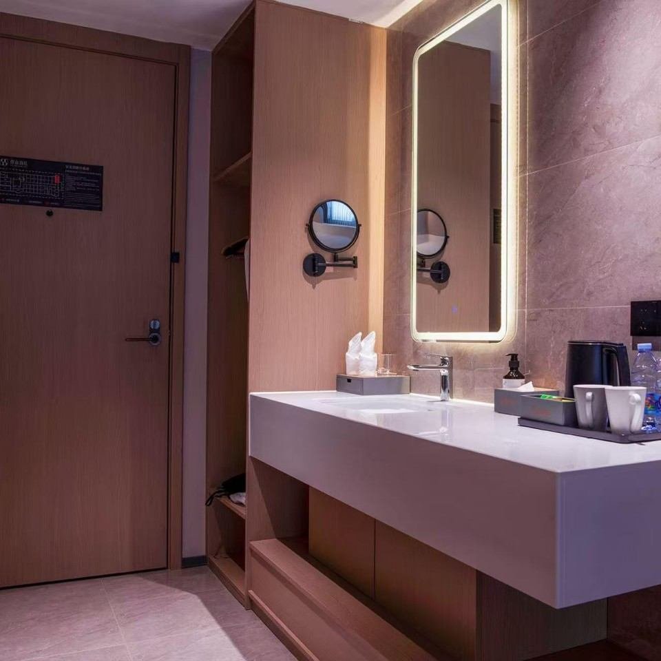 Banshan Hotel bathroom vanity with illuminated mirror