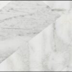 High-pressure laminate sample with white marble-look surface