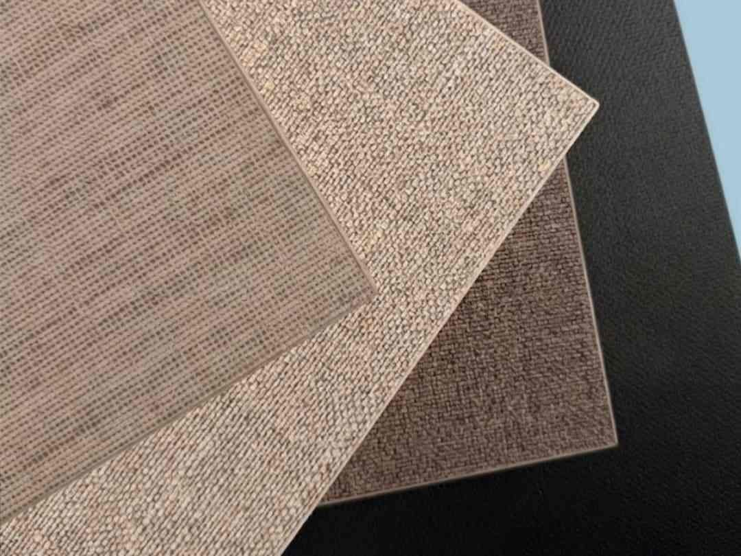 Melamine finish samples with fabric-like textured surfaces