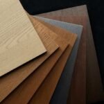 Wood veneer finish samples with different wood tones and grain surfaces