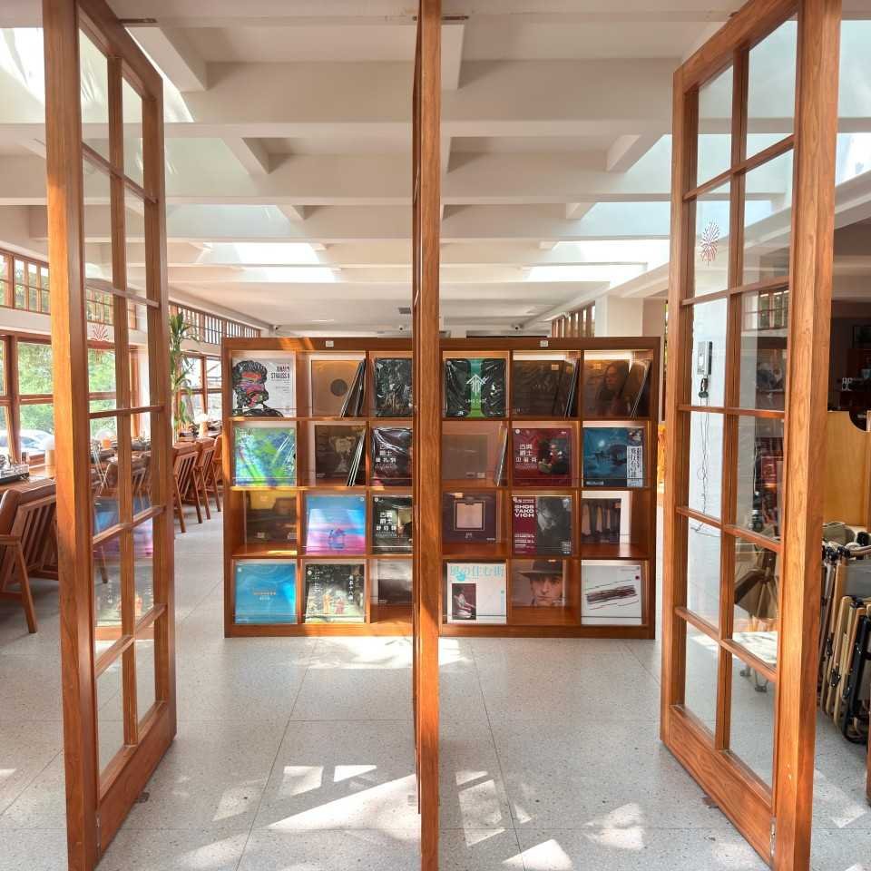 Whale Island Music wooden sliding door and custom interior woodwork